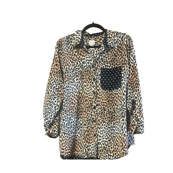 Chico's Animal Print Polka Dot Blouse - Picture 1 of 8